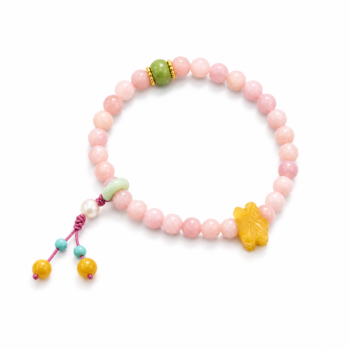 Pink Opal & Amber Butterfly Bracelet