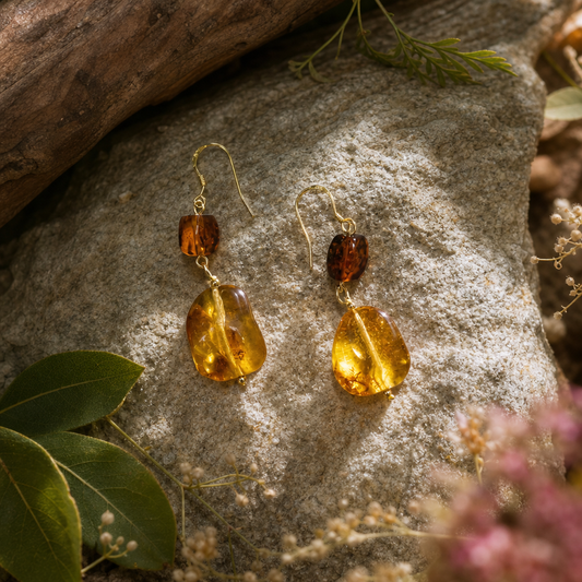 Blood Amber & Golden Amber Earrings | LIUMI