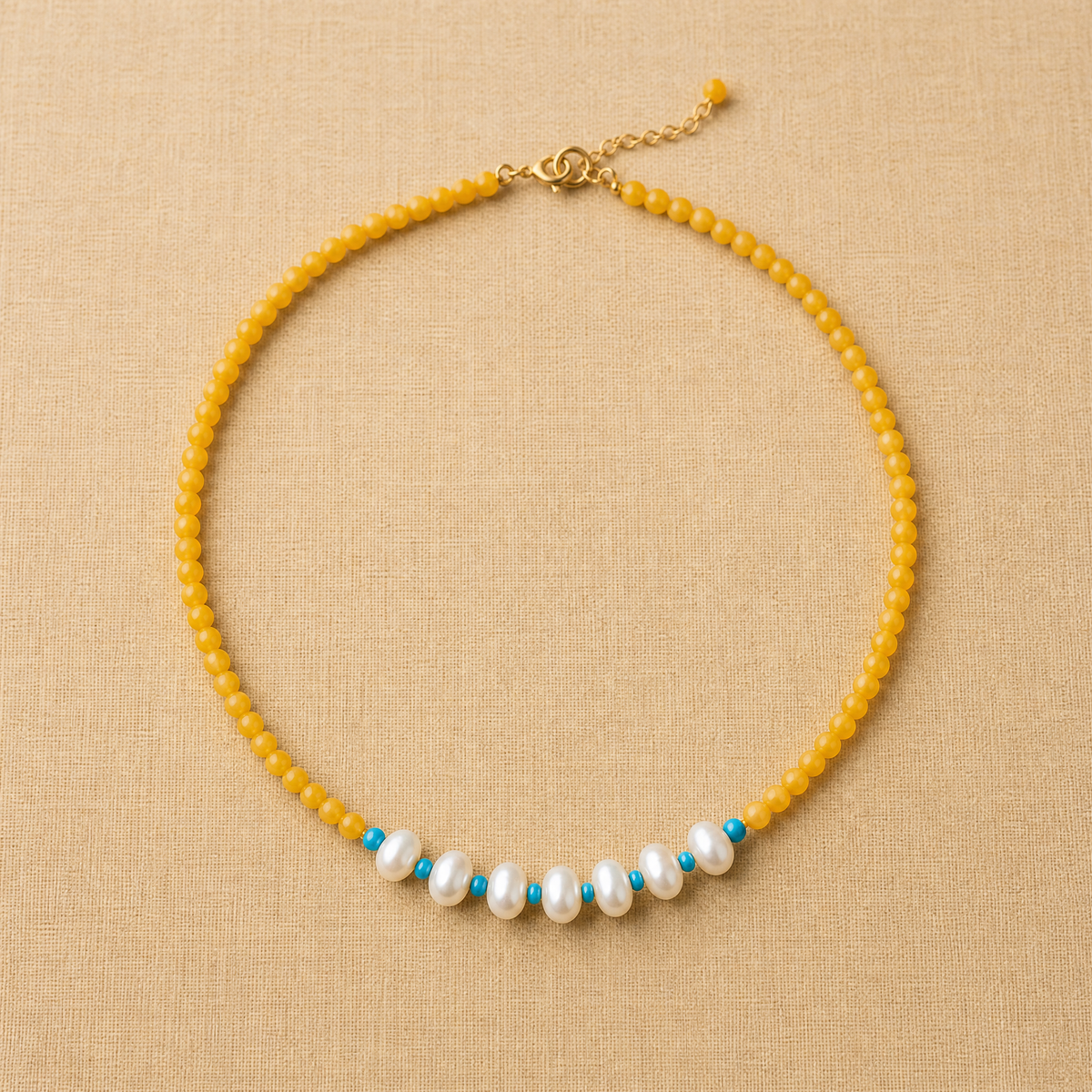 Amber & Freshwater Pearl Beaded Necklace