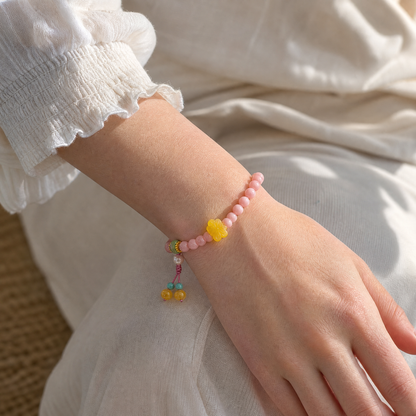 Pink Opal & Amber Butterfly Bracelet