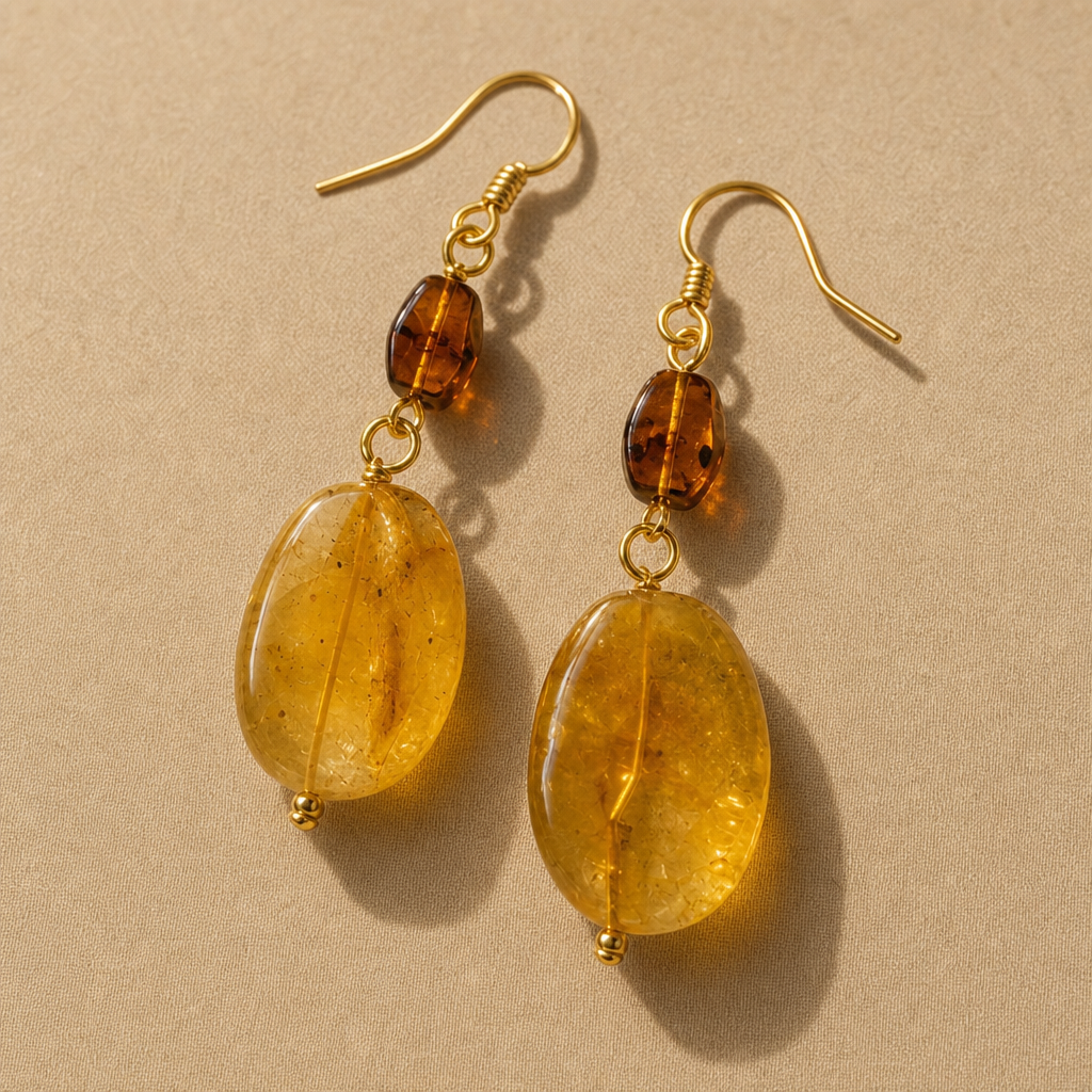 Blood Amber & Golden Amber Drop Earrings
