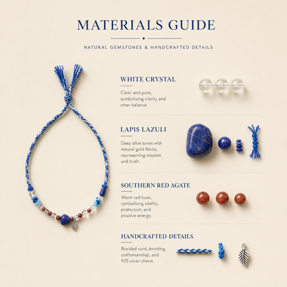 Lapis Lazuli & White Crystal Braided Necklace