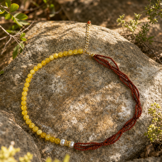 Honey Amber & Nanhong Asymmetrical Bracelet | LIUMI