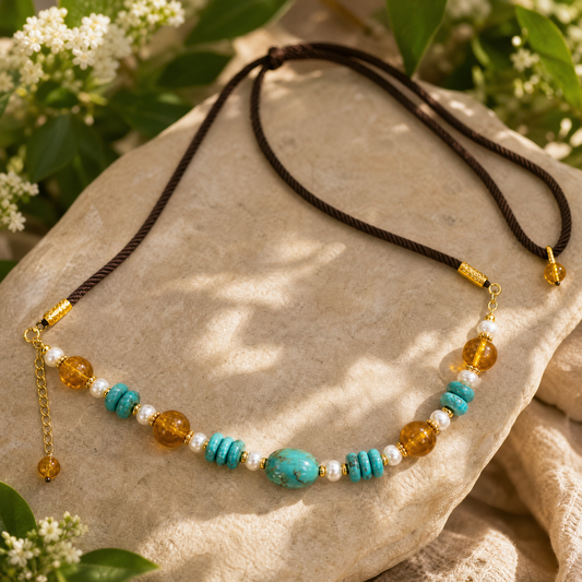 Turquoise & Amber 2-in-1 Necklace & Bracelet