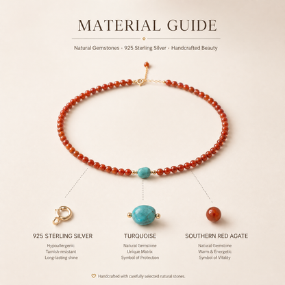 South Red Agate Layered Necklace Set