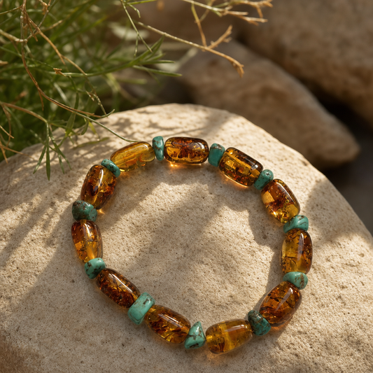Flower Amber & Turquoise Bracelet | LIUMI