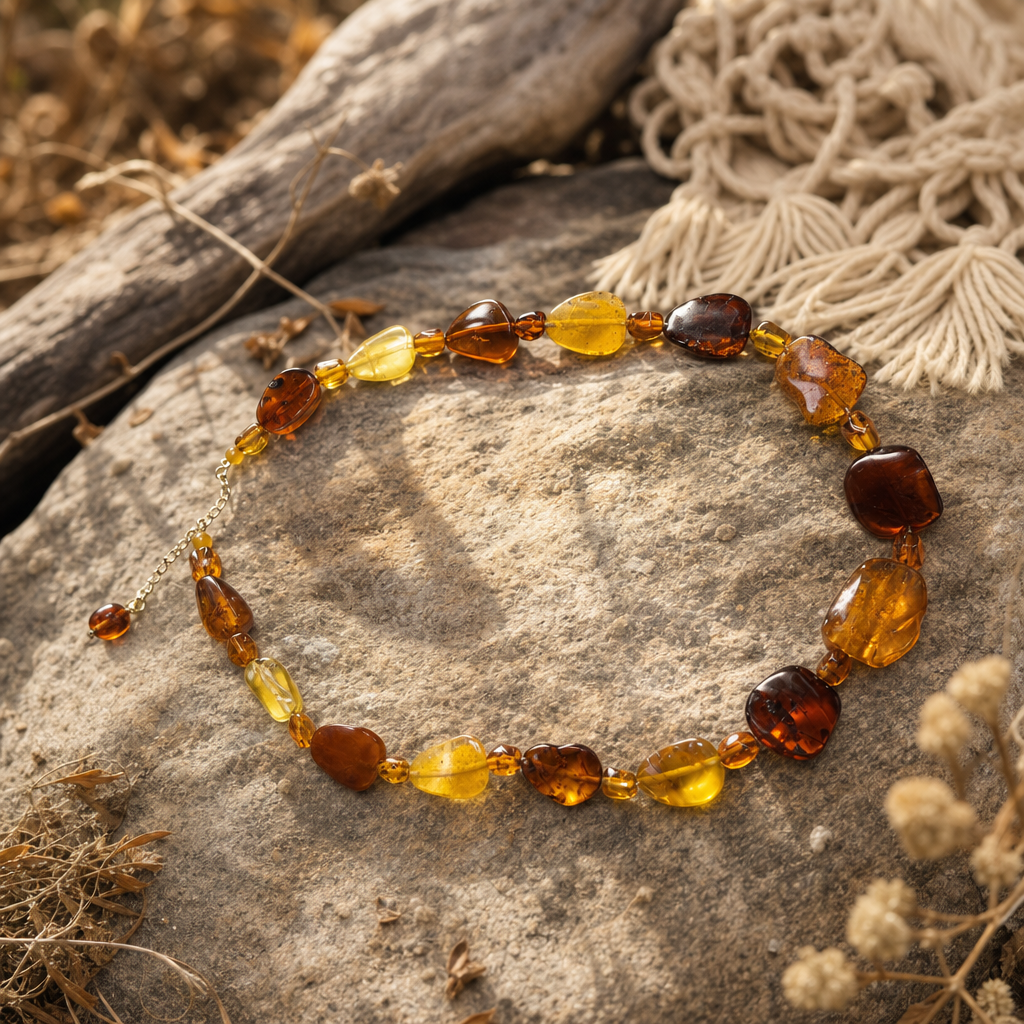 Natural Amber Nugget Necklace | LIUMI