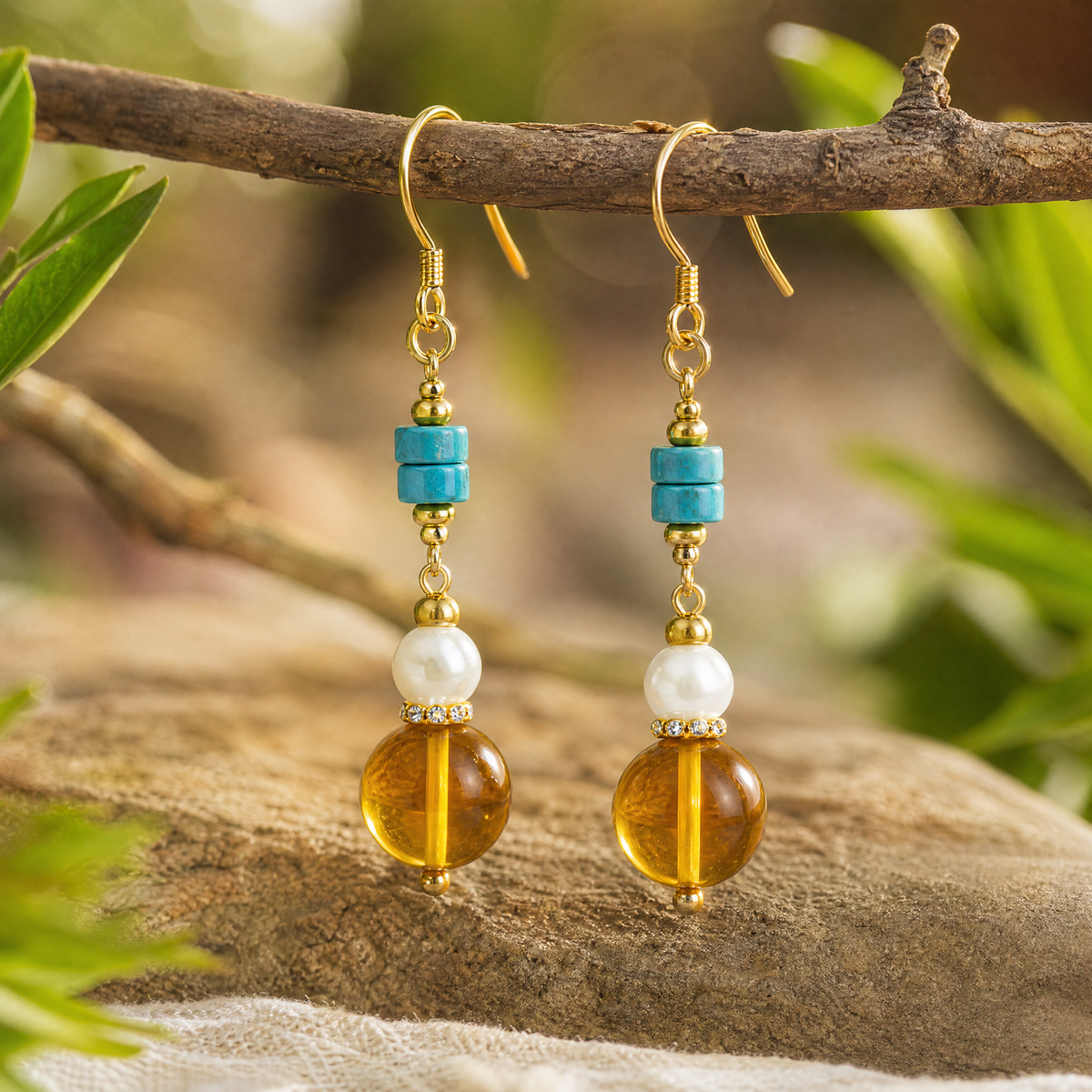 Turquoise & Amber 2-in-1 Necklace & Bracelet