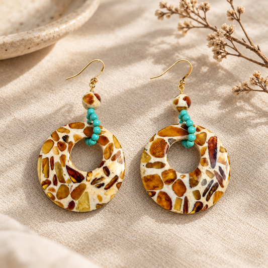 Amber Mosaic Jewelry Set | Necklace, Bracelet & Earrings