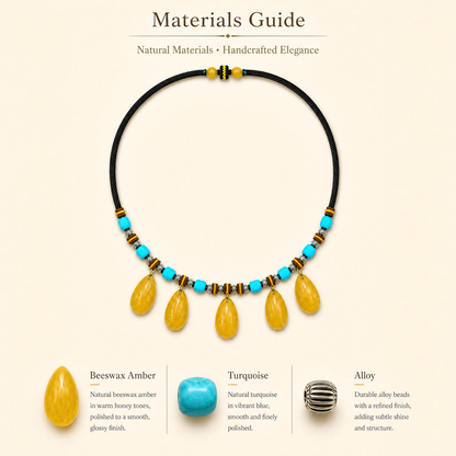 Beeswax Amber Teardrop Fringe Necklace
