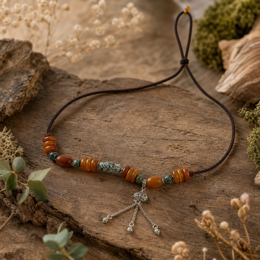 Amber & Hetian Jade Macramé Bracelet | LIUMI
