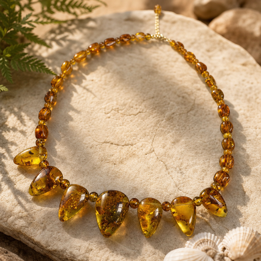 Flower Amber Drop Necklace | LIUMI