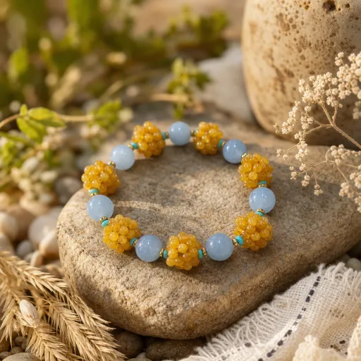 Beeswax Amber & Aquamarine Cluster Bracelet | LIUMI