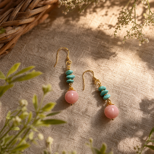 Turquoise & Pink Opal Earrings | LIUMI