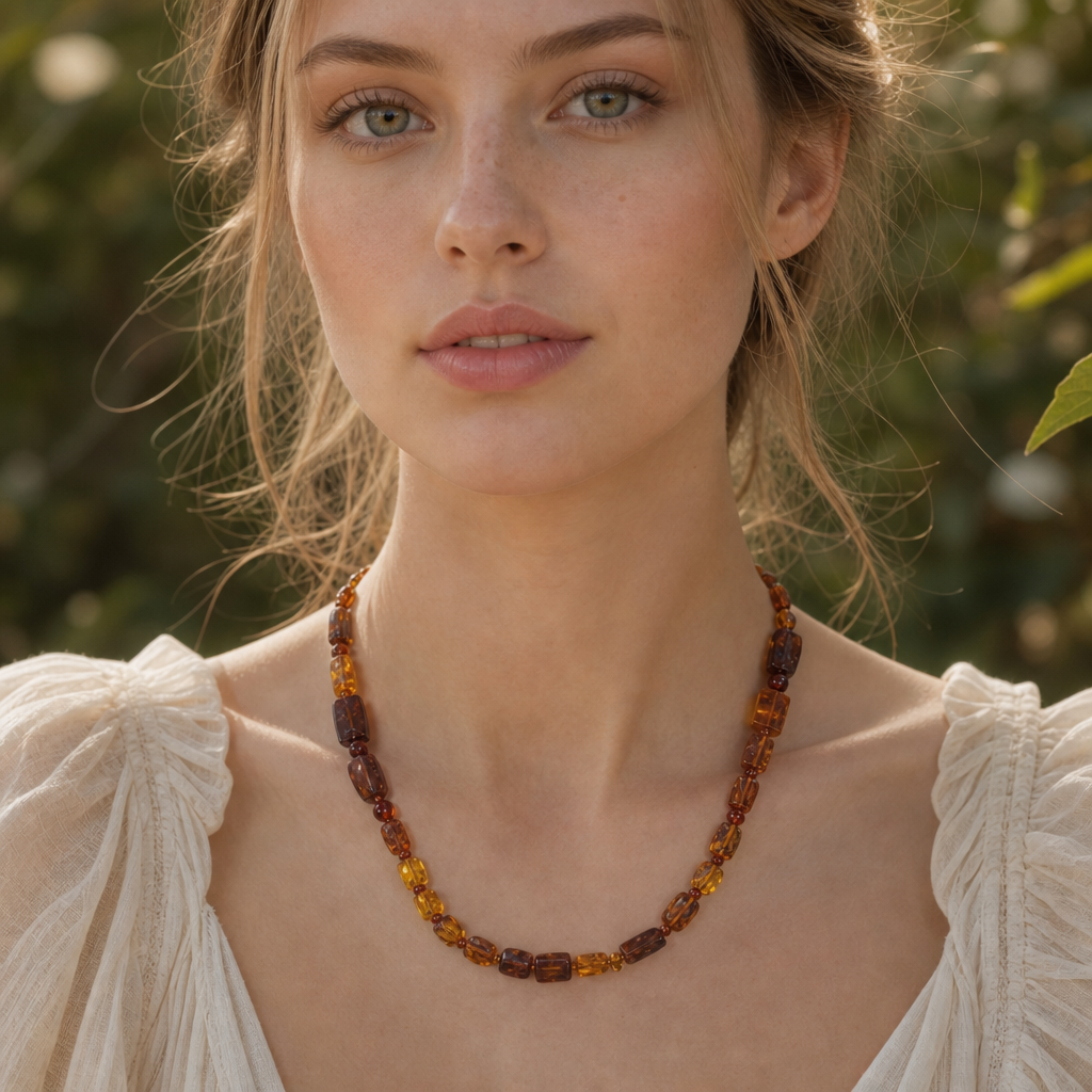 Natural Amber Beaded Necklace