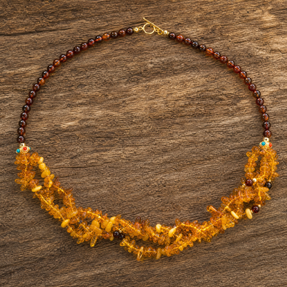 Blood Amber & Honey Amber Chip Statement Necklace