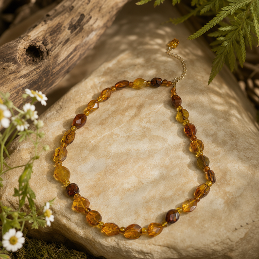 Flower Amber Faceted Necklace | LIUMI