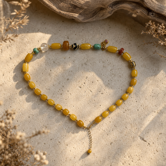 Amber & Turquoise Beaded Necklace | LIUMI