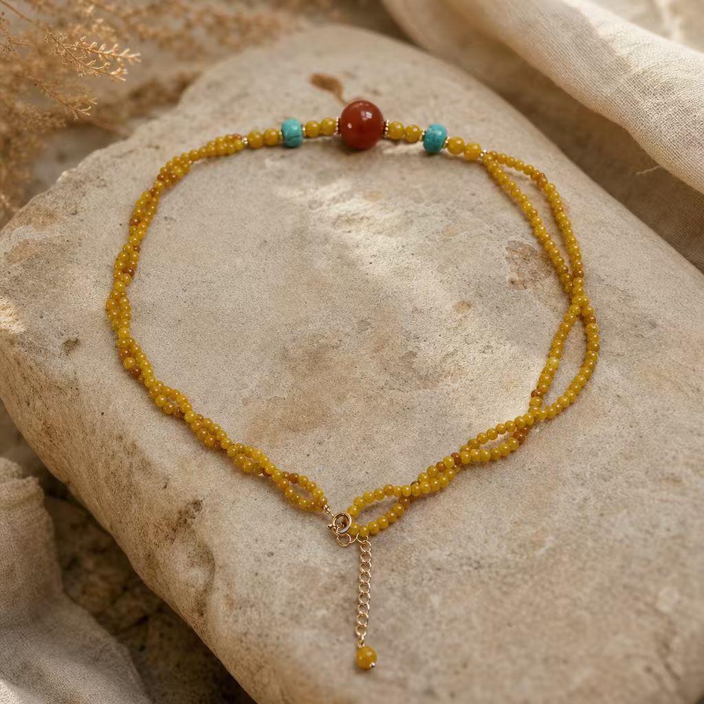 Amber & Turquoise Double Strand Necklace | LIUMI